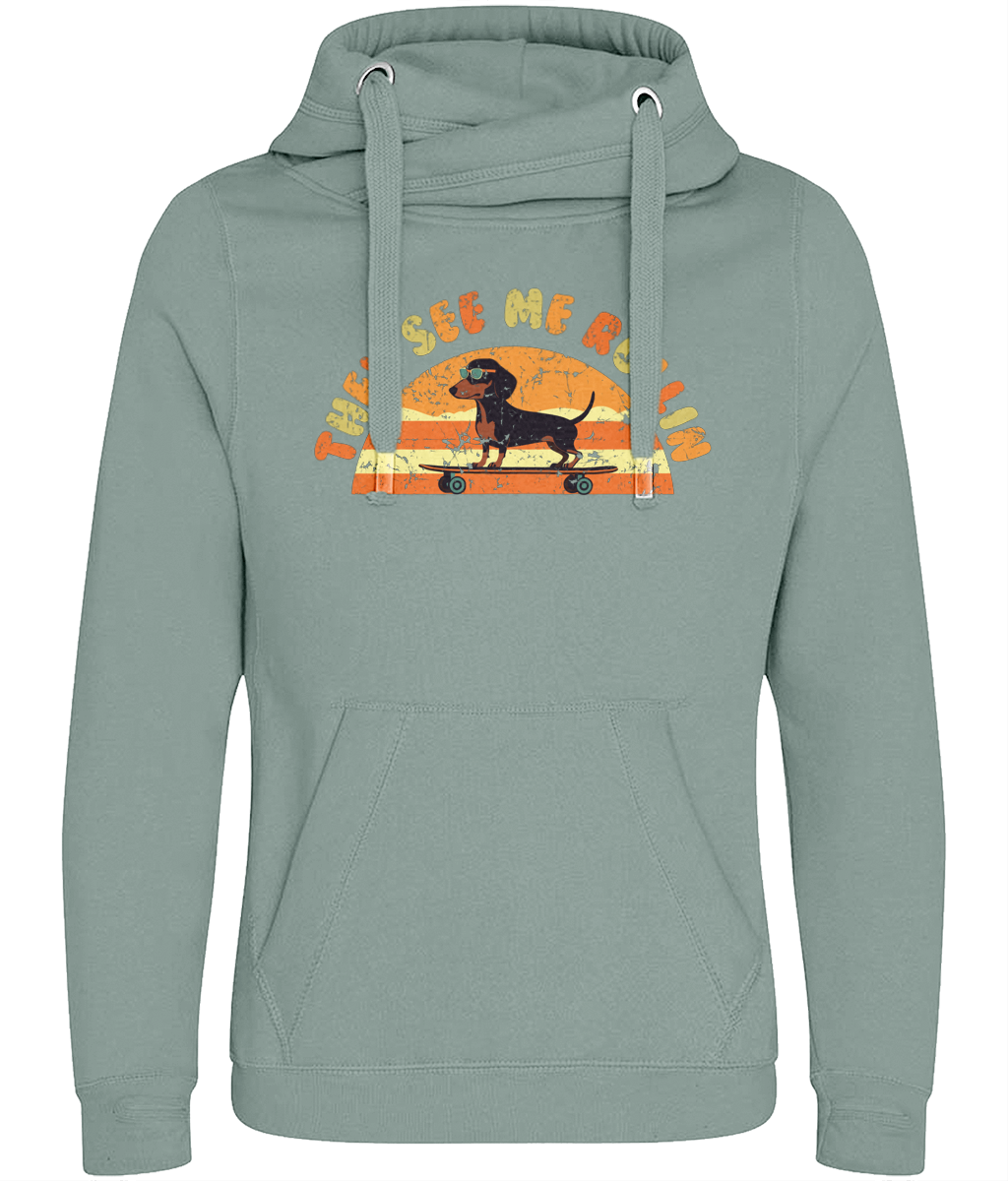 Rollin Sausage Dog Cross Neck Hoodie