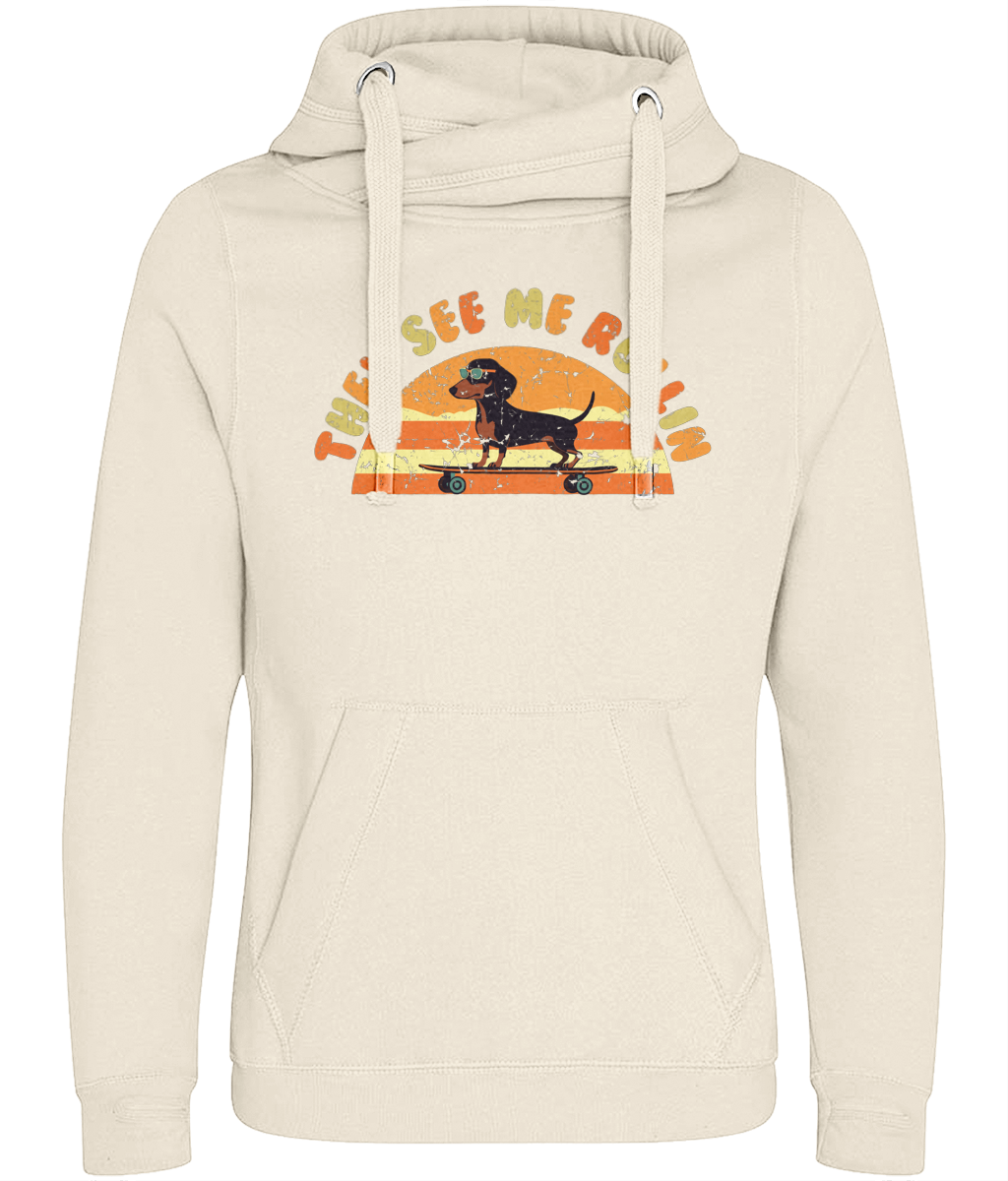 Rollin Sausage Dog Cross Neck Hoodie