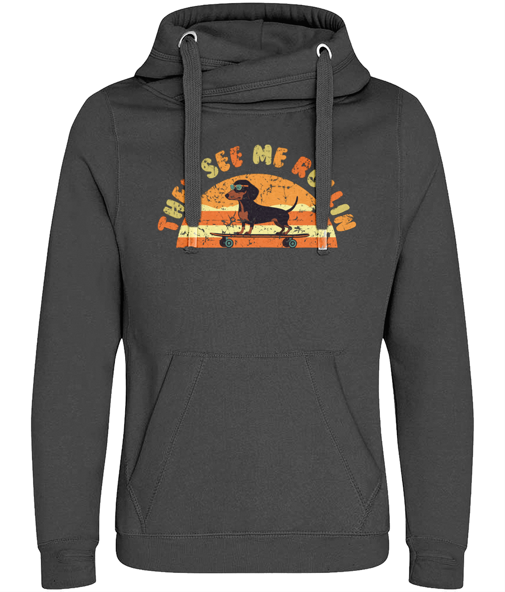 Rollin Sausage Dog Cross Neck Hoodie