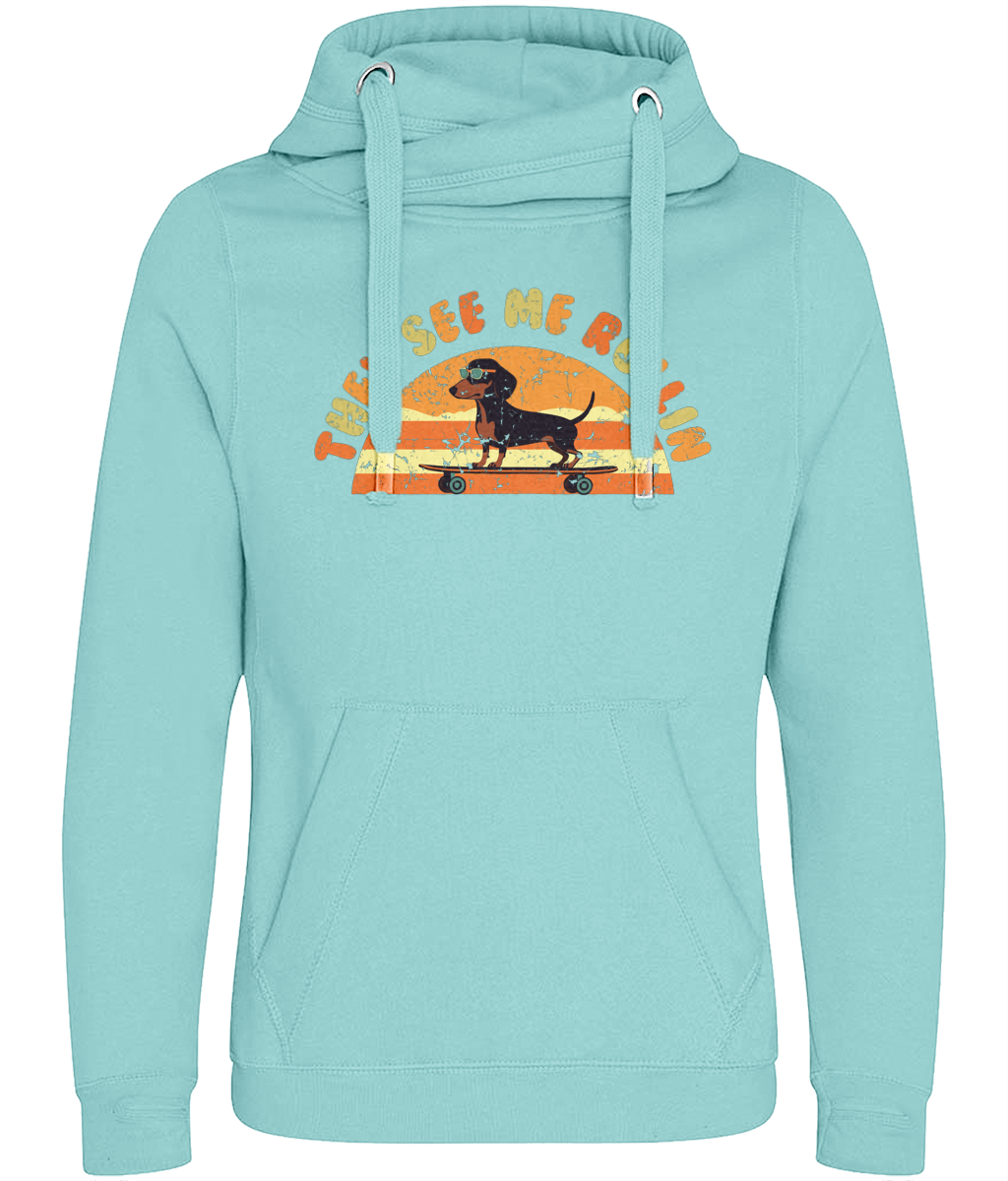 Rollin Sausage Dog Cross Neck Hoodie