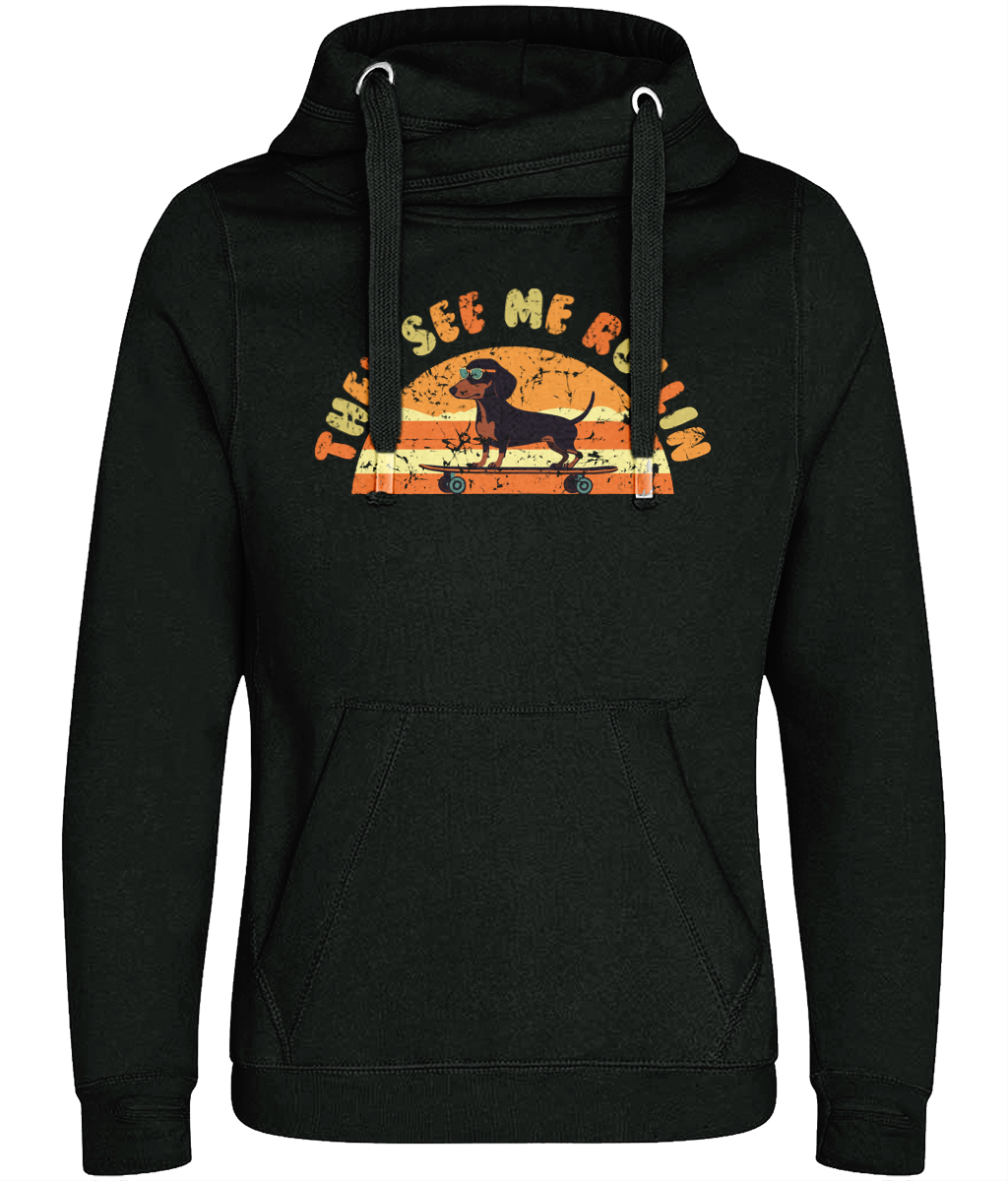 Rollin Sausage Dog Cross Neck Hoodie